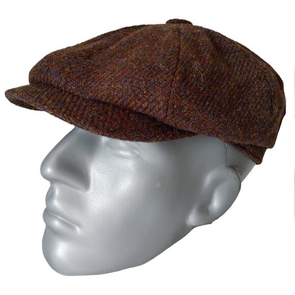 PEAKY BLINDERS Hartside Harris Tweed® Newsboy Cap HS28 in BROWN MIX - PICK SIZE - Picture 4 of 9